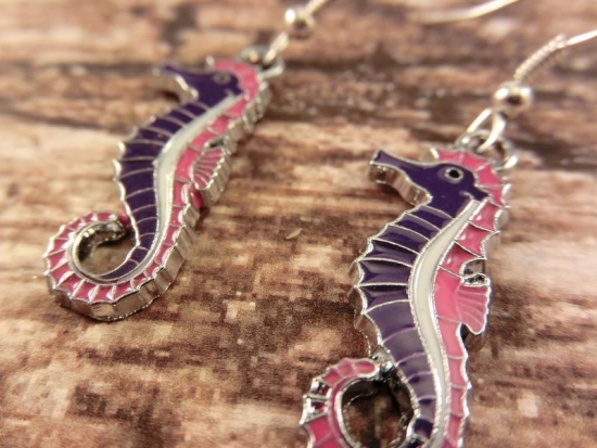 Preview: Seepferdchen Ohrringe Vintage Optik Seahorse